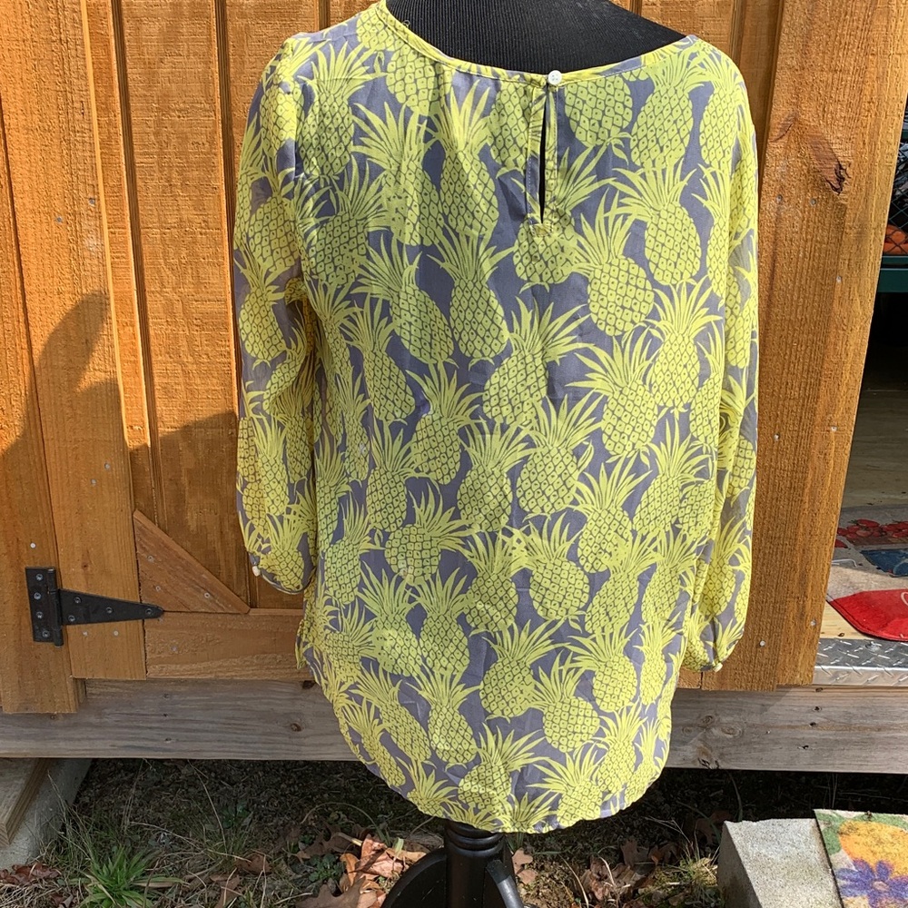 Banana Republic Tropical Pineapple Blouse - Yellow and blue - Picture 6 of 7